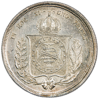 SOLD Brazil 1863 500 Reis Silver Coin - AU