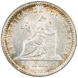 Guatemala 1894 Half Real Silver Coin - AU