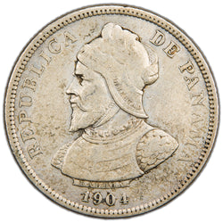 Panama 1904 50 Centesimos Silver Coin - Cleaned
