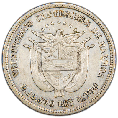 SOLD Panama 1904 25 Centesimos Silver Coin - Cleaned