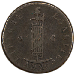 Haiti 1829 / Year 26 2 Centimes Coin