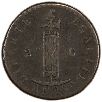 Haiti 1829 / Year 26 2 Centimes Coin