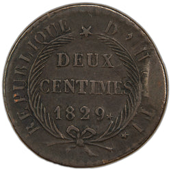 Haiti 1829 / Year 26 2 Centimes Coin