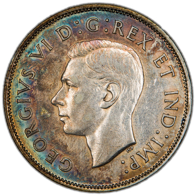 Canada 1938 50 Cents Half Dollar Silver Coin - About AU