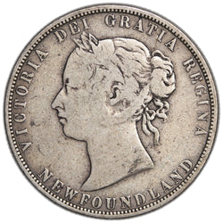 Newfoundland 1874 50 Cents Half Dollar Silver Coin - VG