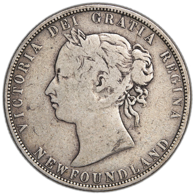 Newfoundland 1874 50 Cents Half Dollar Silver Coin - VG
