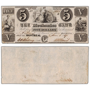 SOLD The Mechanics Bank 1837 $5 Note #425-10-04 - EF (border nick)