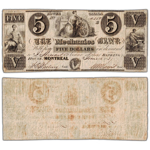 The Mechanics Bank 1837 $5 Note #425-10-04 - VF (minor pinholes)