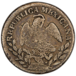 Reverse of a First Republic of Mexico 1829 1 Real silver coin (Guanajuato mint, SKU: SP2897), displaying the Mexican national emblem of a golden eagle perched on a nopal cactus with a snake in its beak, framed by an oak and laurel wreath, surrounded by REPUBLICA MEXICANA.