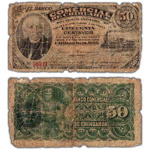 Mexico Banco Comercial de Chihuahua 1889 50 Centavos Note P #S125a - Filler