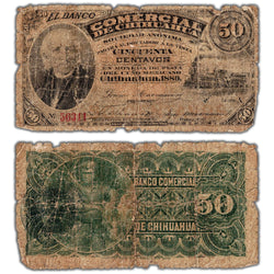 Mexico Banco Comercial de Chihuahua 1889 50 Centavos Note P #S125a - Filler