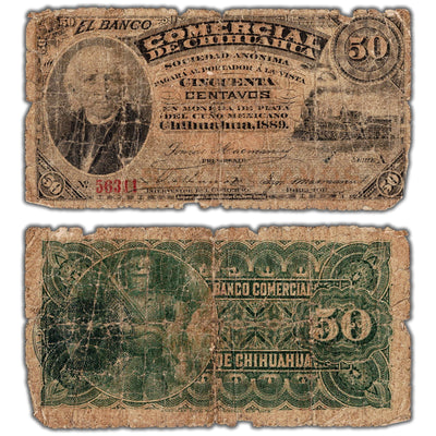 Mexico Banco Comercial de Chihuahua 1889 50 Centavos Note P #S125a - Filler