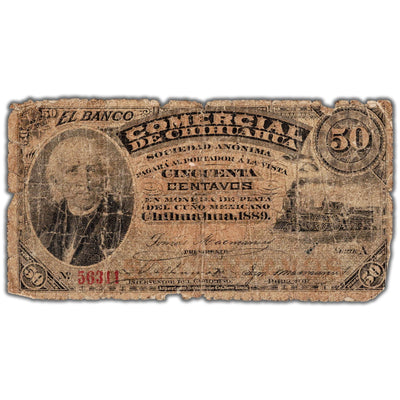Mexico Banco Comercial de Chihuahua 1889 50 Centavos Note P #S125a - Filler