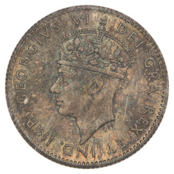 Obverse of a Newfoundland 1941-C 5 Cents silver coin (PCGS MS-65, SKU: 13931941), featuring the crowned profile portrait of King George VI facing left in coronation robes, surrounded by GEORGIUS VI D. G. BREX. A. D. IMP.
