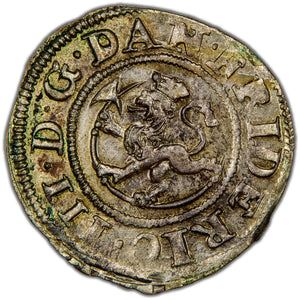 Norway 1665 2 Skilling Type 1 Silver Coin H-70E