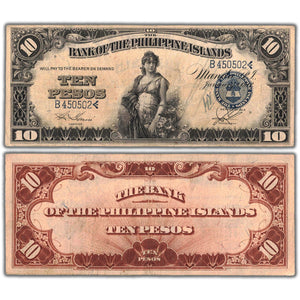 Philippines 1912 10 Ten Pesos Note P #8b - F/VF (writing)