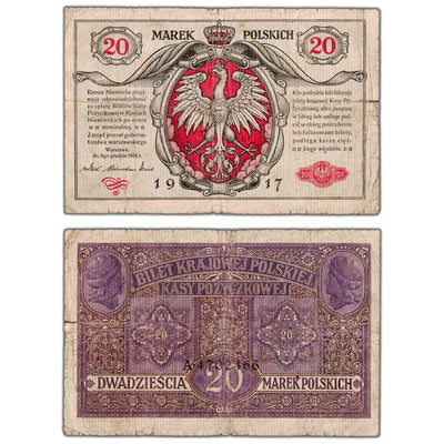SOLD Poland 1917 20 Marek Note P #4 - Minor Tears/Holes