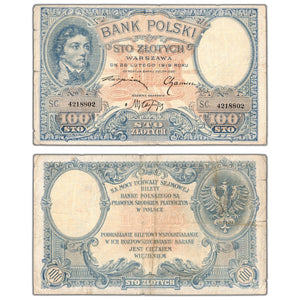Poland 1919 100 Złotych Note P #57 - Circulated