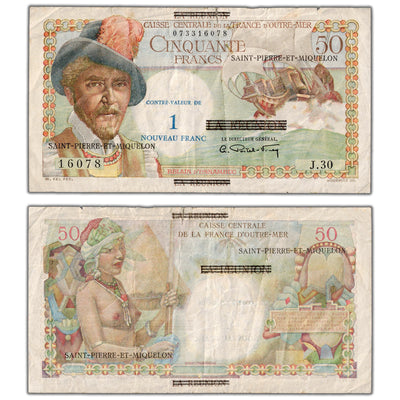 SOLD Saint Pierre & Miquelon ND (1950-60) 50 Francs Note P #25 - Circulated
