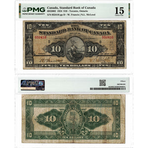 Standard Bank of Canada 1924 $10 Chartered Note #695-20-02 - PMG F-15