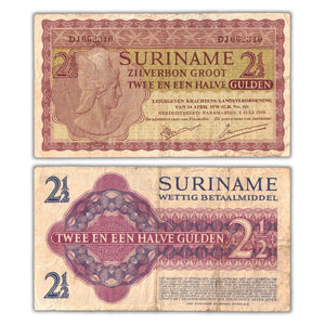 Suriname 1950 2 1/2 Gulden Note P #109 - F/VF