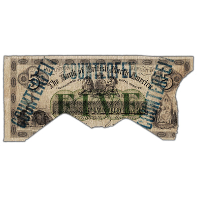 The Bank of British North America 1875 $5 Note #55-16-08-08c - Contemporary Counterfeit