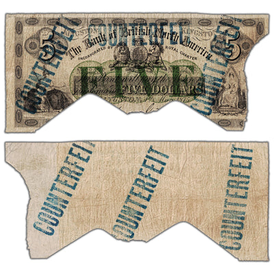 The Bank of British North America 1875 $5 Note #55-16-08-08c - Contemporary Counterfeit