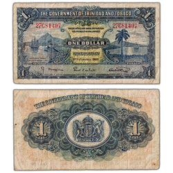 Trinidad & Tobago 1939 $1 One Dollar Note P #5b - Circulated