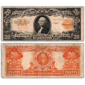 United States 1922 $20 Gold Certificate Star Note - Fine