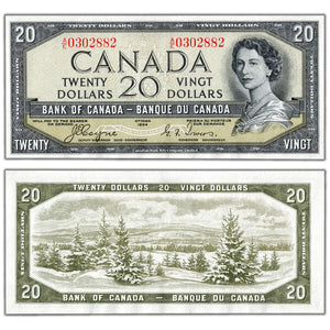 $20 1954 Bank of Canada Note Devil Face A/E Prefix BC-33a - EF/AU