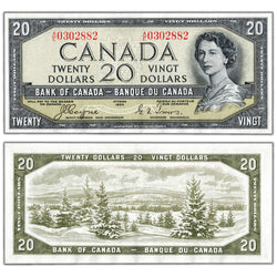 $20 1954 Bank of Canada Note Devil Face A/E Prefix BC-33a - EF/AU