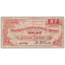 SOLD United States 1898 Bishop's General Store House 5 Cents Utah Note - Large Tear/Issues