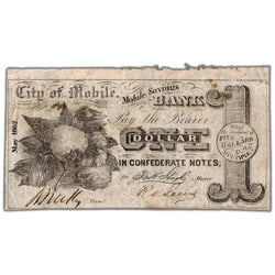 United States 1862 $1 City of Mobile Savings Bank Note - Circulated