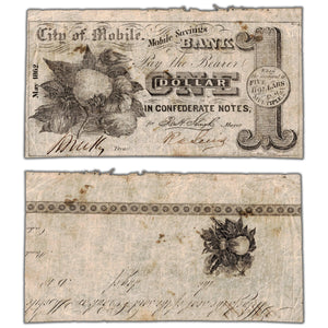 United States 1862 $1 City of Mobile Savings Bank Note - Circulated