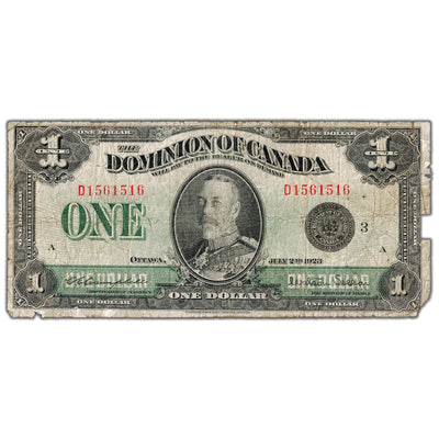 $1 1923 Dominion of Canada Note Black Seal Series D DC-25n - Filler