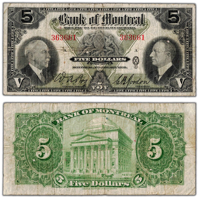 Bank of Montreal 1935 $5 Chartered Note #505-60-02 - Fine (pinholes)