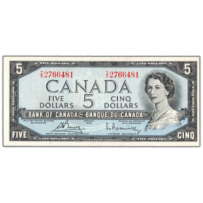 $5 1954 Bank of Canada Note Bouey-Rasminsky T/X Prefix BC-39c - EF