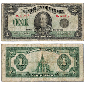 SOLD $1 1923 Dominion of Canada Note Black Seal Series D DC-25n - VG