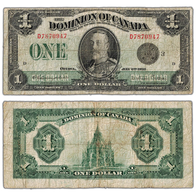 $1 1923 Dominion of Canada Note Black Seal Series D DC-25n - VG