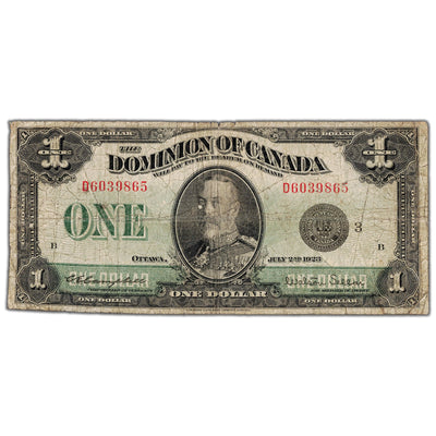 $1 1923 Dominion of Canada Note Black Seal Series D DC-25n - VG