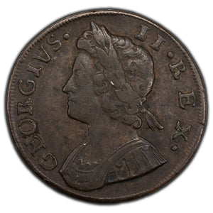 SOLD Great Britain 1736 1/2 Half Penny Coin KM #566 - Light Verdigris