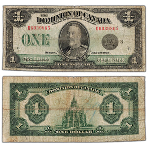$1 1923 Dominion of Canada Note Black Seal Series D DC-25n - VG