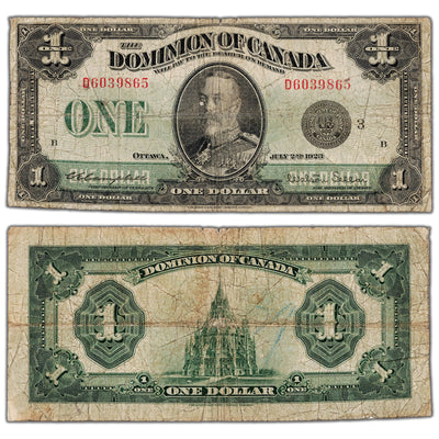 $1 1923 Dominion of Canada Note Black Seal Series D DC-25n - VG