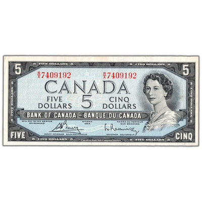 $5 1954 Bank of Canada Note Bouey-Rasminsky R/X Prefix BC-39c - EF