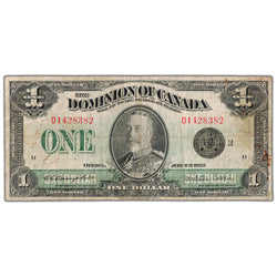 $1 1923 Dominion of Canada Note Black Seal Series D DC-25n - Minor Rust