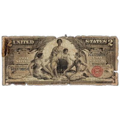 United States 1896 $2 Educational Silver Certificate Note - Filler