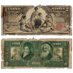 United States 1896 $2 Educational Silver Certificate Note - Filler