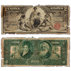 United States 1896 $2 Educational Silver Certificate Note - Filler