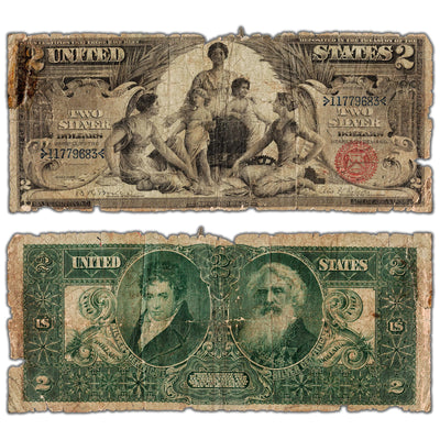 United States 1896 $2 Educational Silver Certificate Note - Filler