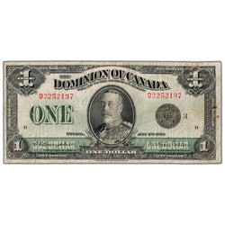 $1 1923 Dominion of Canada Note Black Seal Series D DC-25n - Fine